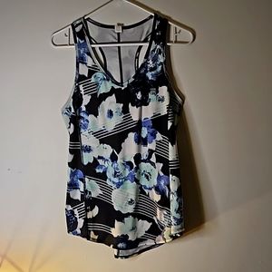 FILA Teal and Black Floral Athletic Tank Top